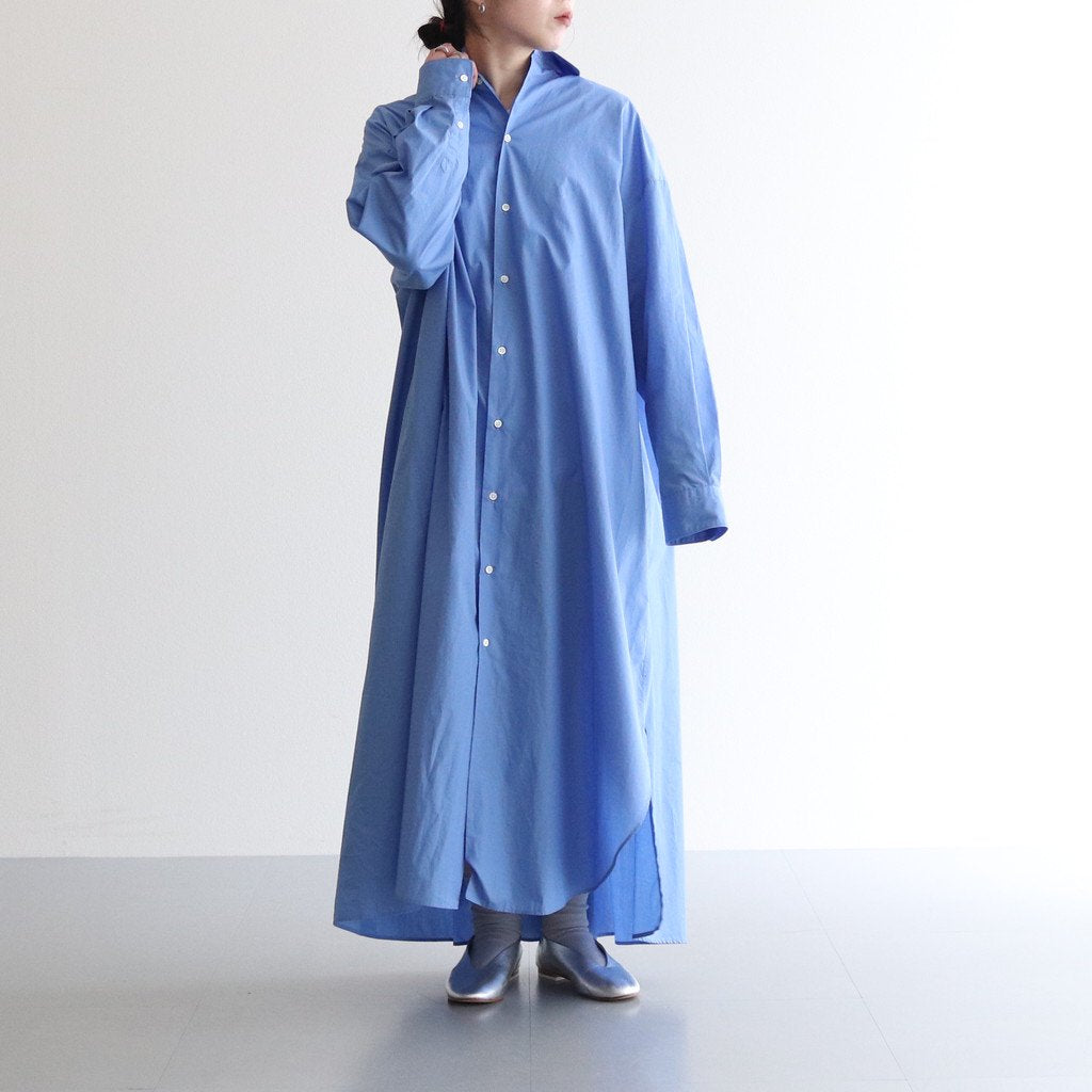 BROAD REGULAR COLLAR OVERSIZED SHIRT DRESS #BLUE [GL231-60084B] _