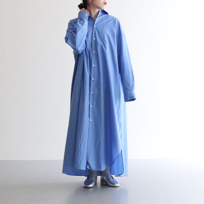 BROAD REGULAR COLLAR OVERSIZED SHIRT DRESS #BLUE [GL231-60084B]