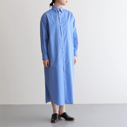 BROAD REGULAR COLLAR OVERSIZED SHIRT DRESS #BLUE [GL231-60084B]