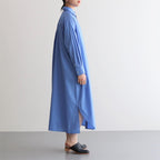 BROAD REGULAR COLLAR OVERSIZED SHIRT DRESS #BLUE [GL231-60084B]