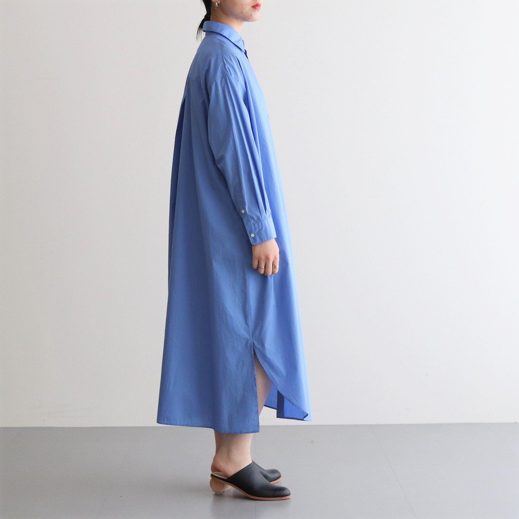 BROAD REGULAR COLLAR OVERSIZED SHIRT DRESS #BLUE [GL231-60084B]