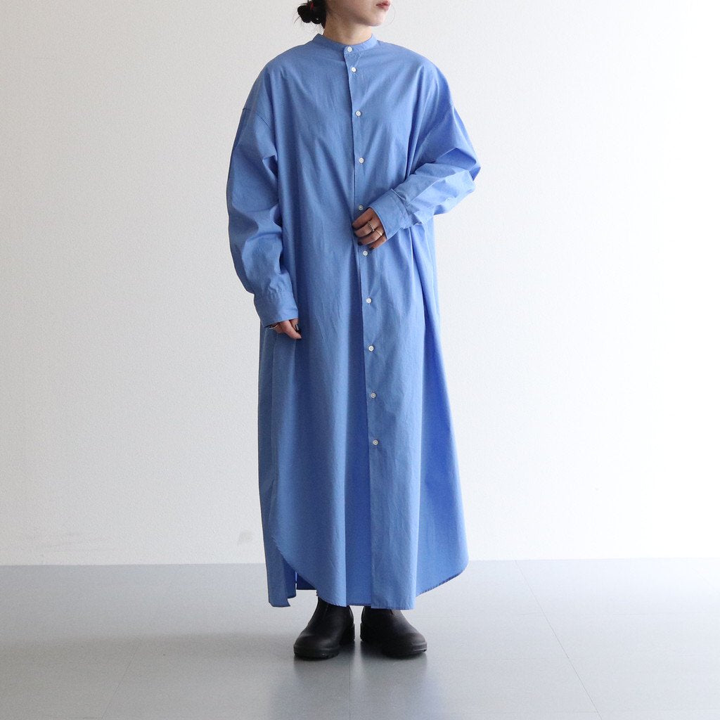 BROAD BAND COLLAR OVERSIZED SHIRT DRESS #BLUE [GL231-60085B]
