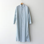 BROAD STRIPE REGULAR COLLAR OVERSIZED SHIRT DRESS #GREEN STRIPE [GL231-60220B]