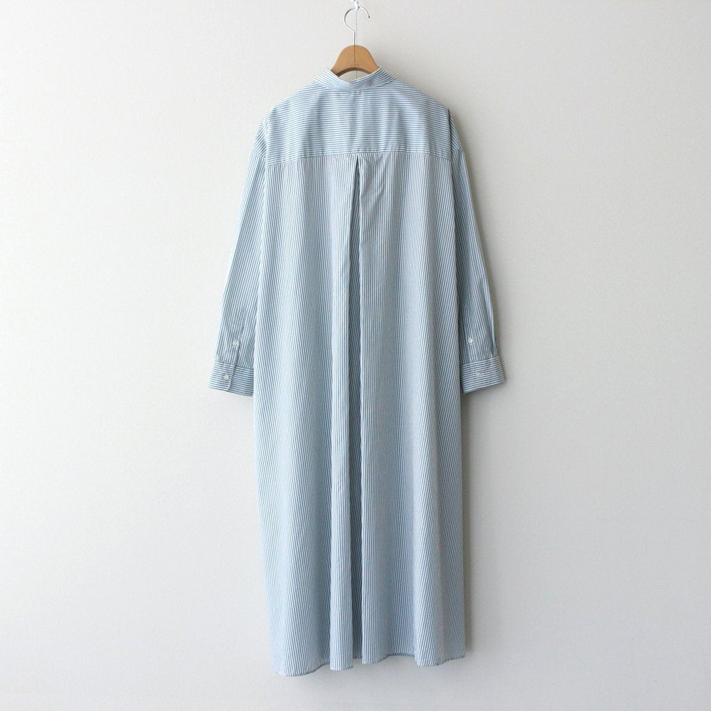 BROAD STRIPE REGULAR COLLAR OVERSIZED SHIRT DRESS #GREEN STRIPE [GL231-60220B]