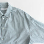 BROAD STRIPE REGULAR COLLAR OVERSIZED SHIRT DRESS #GREEN STRIPE [GL231-60220B]
