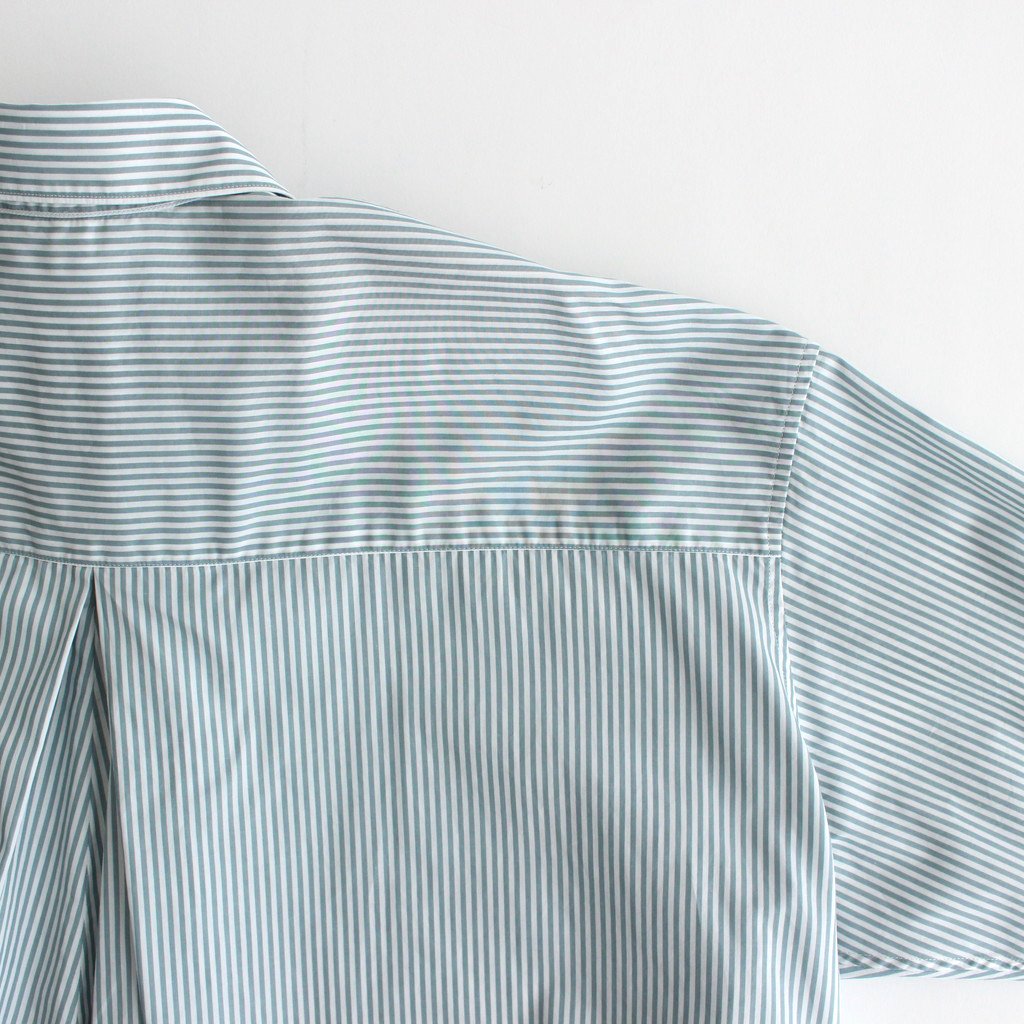 BROAD STRIPE REGULAR COLLAR OVERSIZED SHIRT DRESS #GREEN STRIPE [GL231-60220B]
