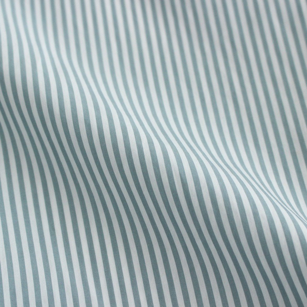 BROAD STRIPE REGULAR COLLAR OVERSIZED SHIRT DRESS #GREEN STRIPE [GL231-60220B]