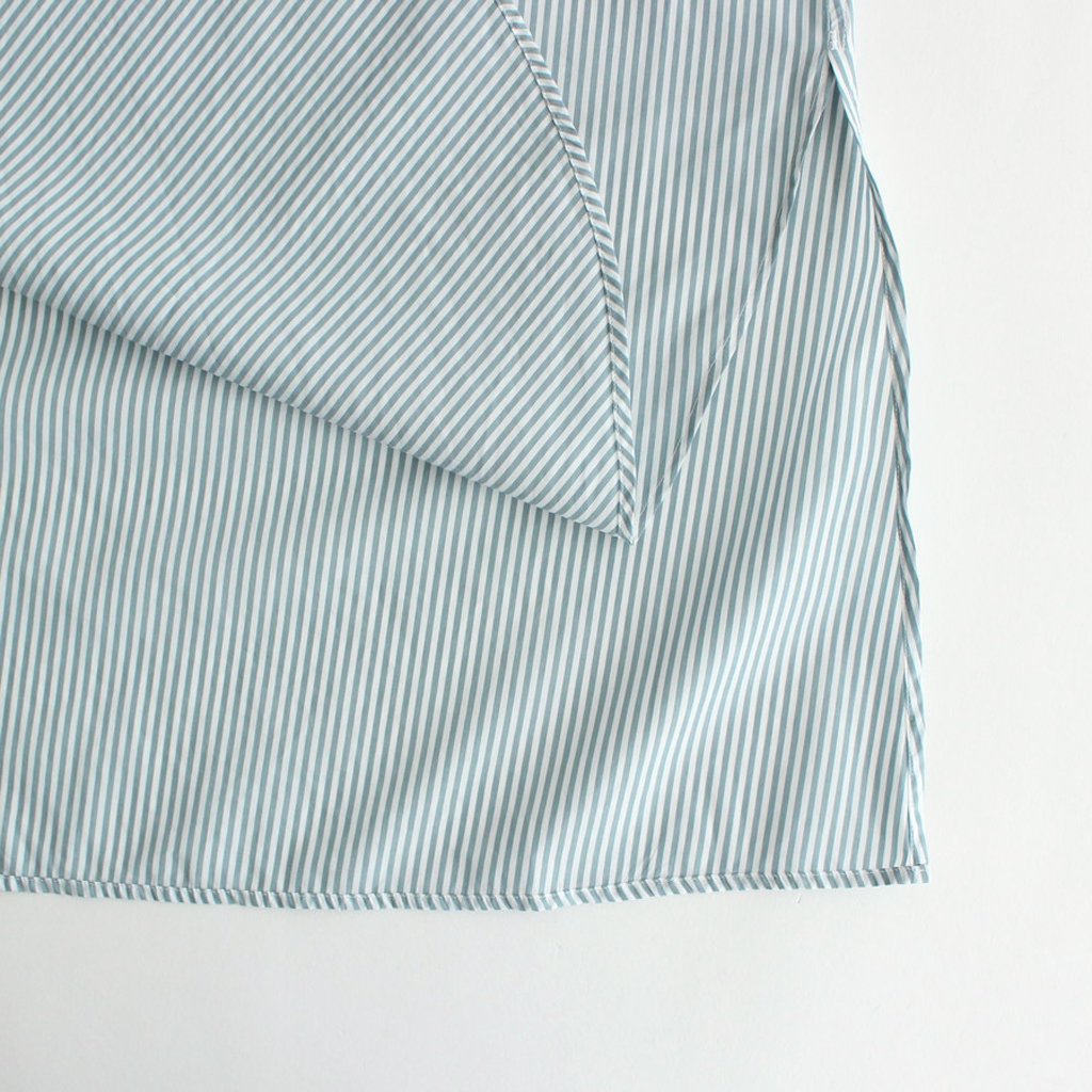 BROAD STRIPE REGULAR COLLAR OVERSIZED SHIRT DRESS #GREEN STRIPE [GL231-60220B]