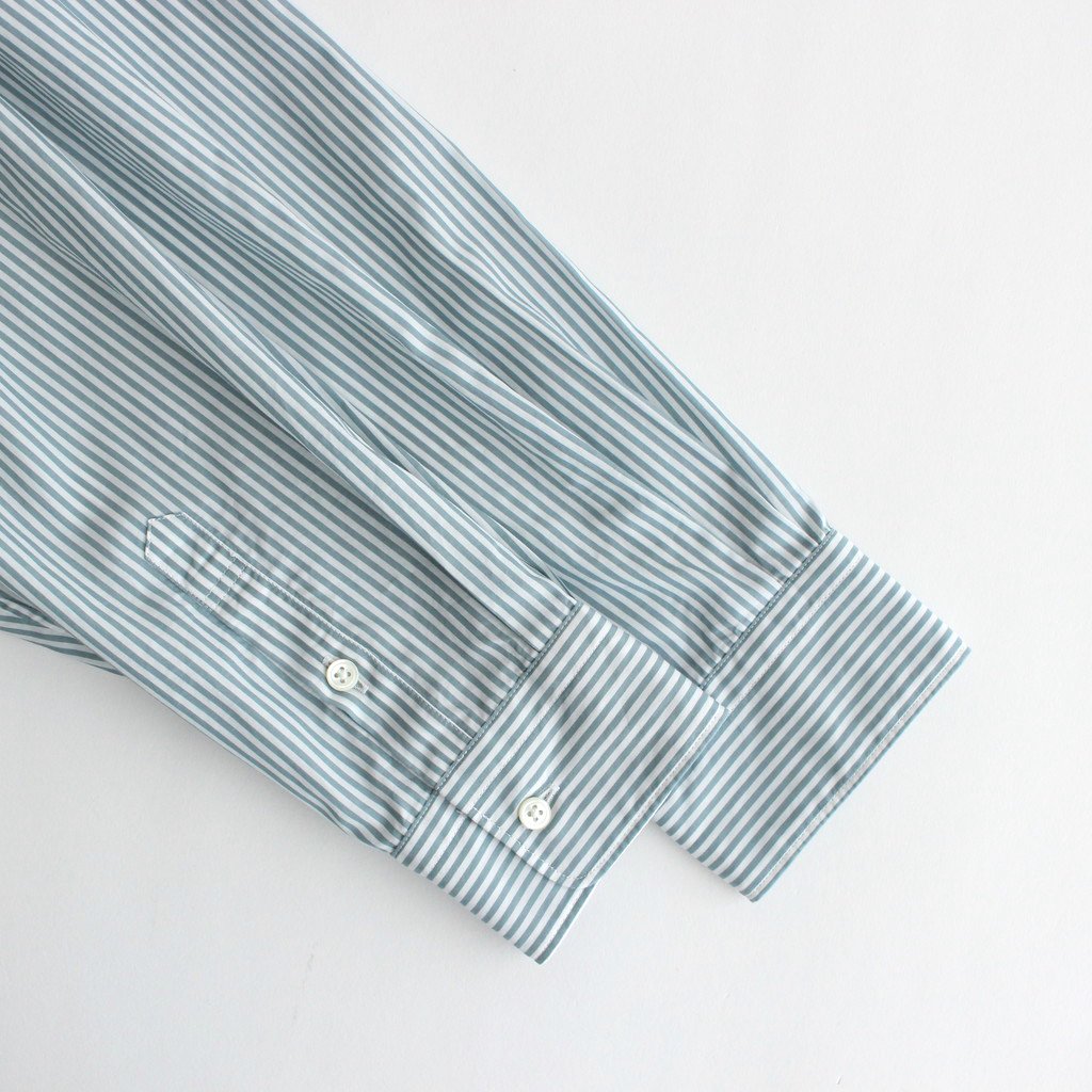 BROAD STRIPE REGULAR COLLAR OVERSIZED SHIRT DRESS #GREEN STRIPE [GL231-60220B]