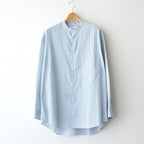 BROAD STRIPE L/S OVERSIZED BAND COLLAR SHIRT #GREEN STRIPE [GM231-50217B]