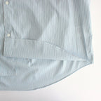 BROAD STRIPE L/S OVERSIZED BAND COLLAR SHIRT #GREEN STRIPE [GM231-50217B]