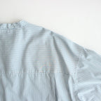 BROAD STRIPE L/S OVERSIZED BAND COLLAR SHIRT #GREEN STRIPE [GM231-50217B]