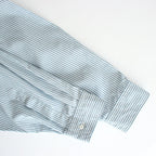 BROAD STRIPE L/S OVERSIZED BAND COLLAR SHIRT #GREEN STRIPE [GM231-50217B]