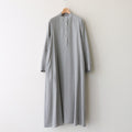 LINEN CUPRO BAND COLLAR DRESS #L.GRAY [GL231-60070]