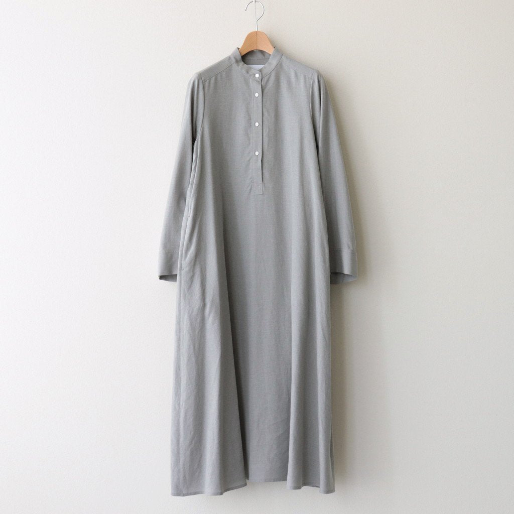 LINEN CUPRO BAND COLLAR DRESS #L.GRAY [GL231-60070]