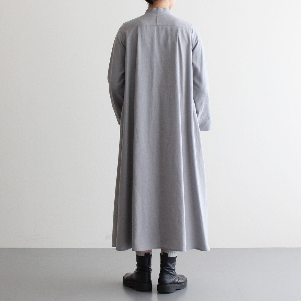 LINEN CUPRO BAND COLLAR DRESS #L.GRAY [GL231-60070]