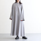 LINEN CUPRO BAND COLLAR DRESS #L.GRAY [GL231-60070]