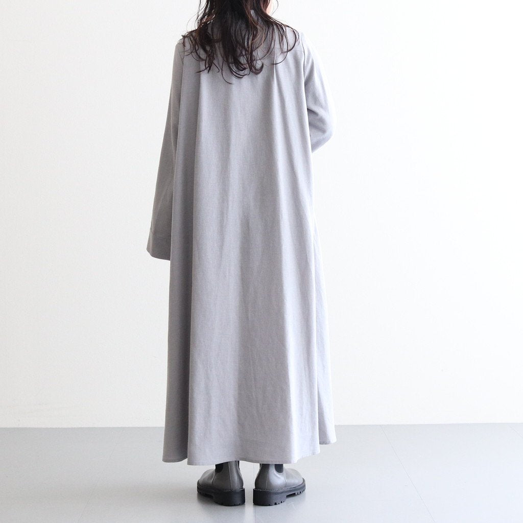 LINEN CUPRO BAND COLLAR DRESS #L.GRAY [GL231-60070]