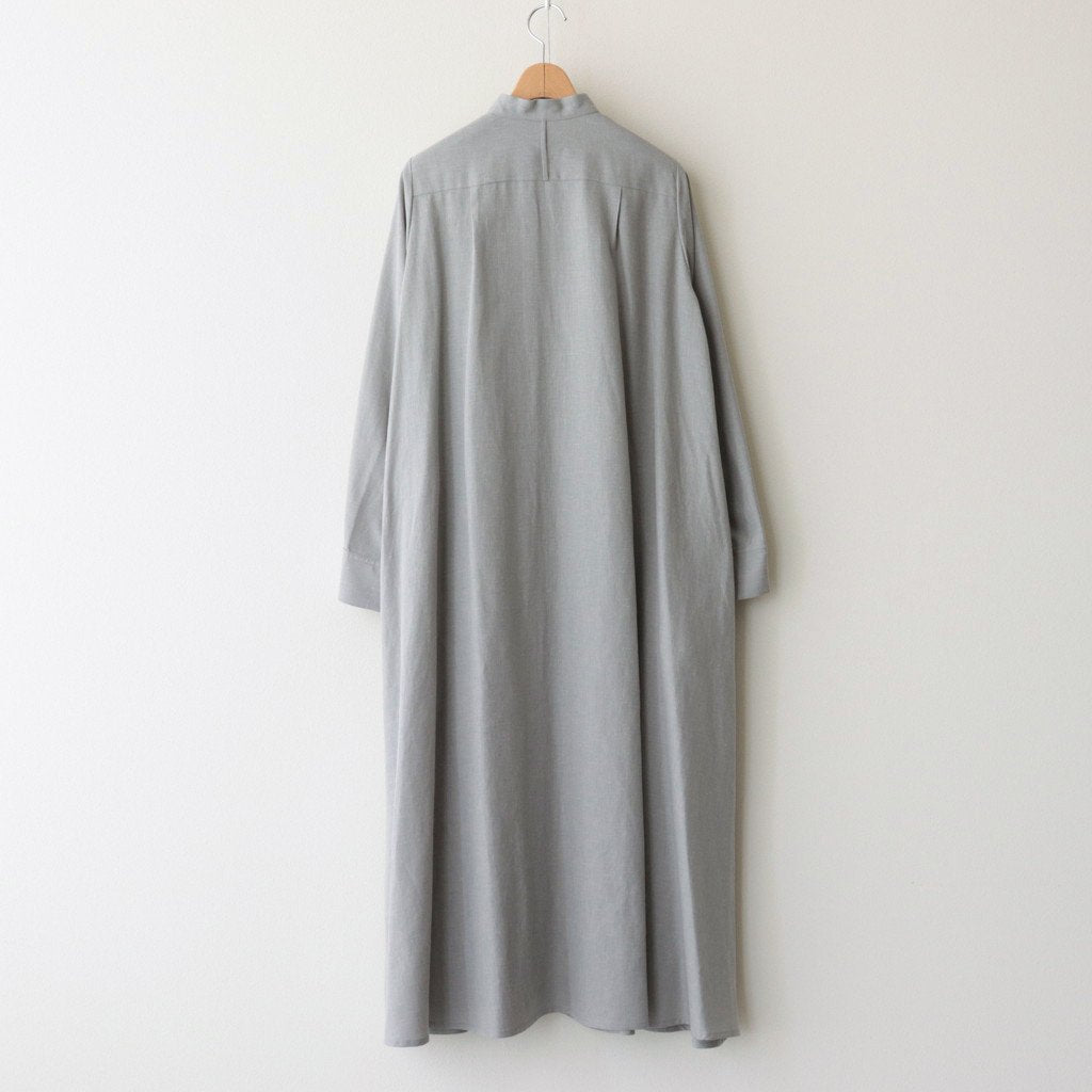 LINEN CUPRO BAND COLLAR DRESS #L.GRAY [GL231-60070]