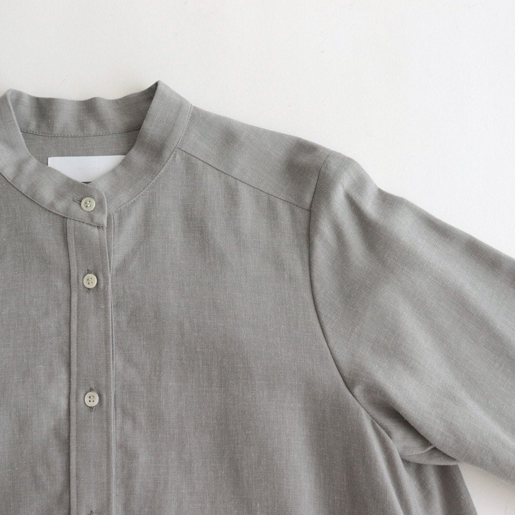 LINEN CUPRO BAND COLLAR DRESS #L.GRAY [GL231-60070]