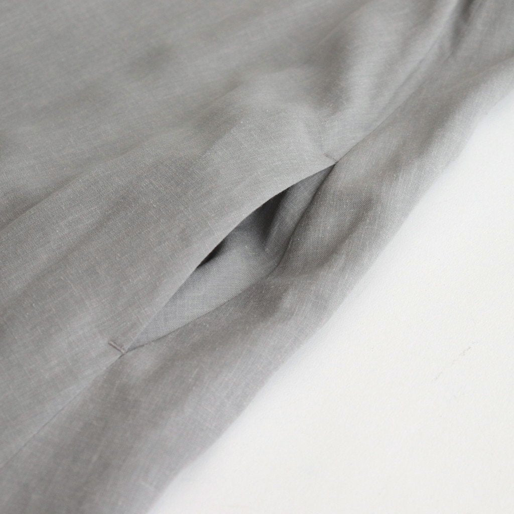 LINEN CUPRO BAND COLLAR DRESS #L.GRAY [GL231-60070]