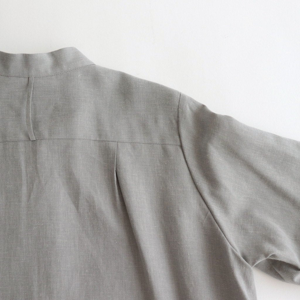 LINEN CUPRO BAND COLLAR DRESS #L.GRAY [GL231-60070]