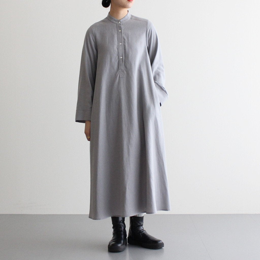 LINEN CUPRO BAND COLLAR DRESS #L.GRAY [GL231-60070]