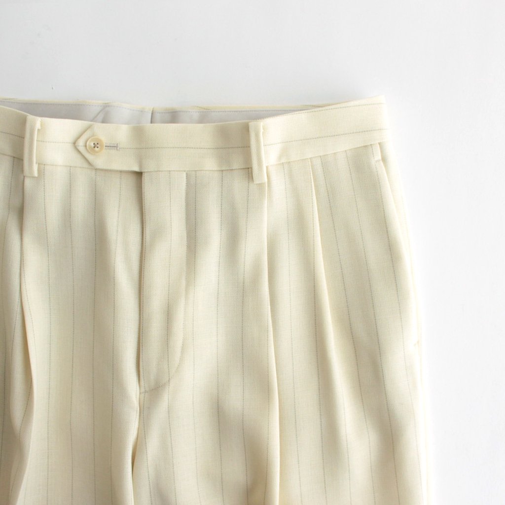 HARD TWIST WOOL PANAMA STRIPE SLACKS #IVORY STRIPE [A23SP02WP] _