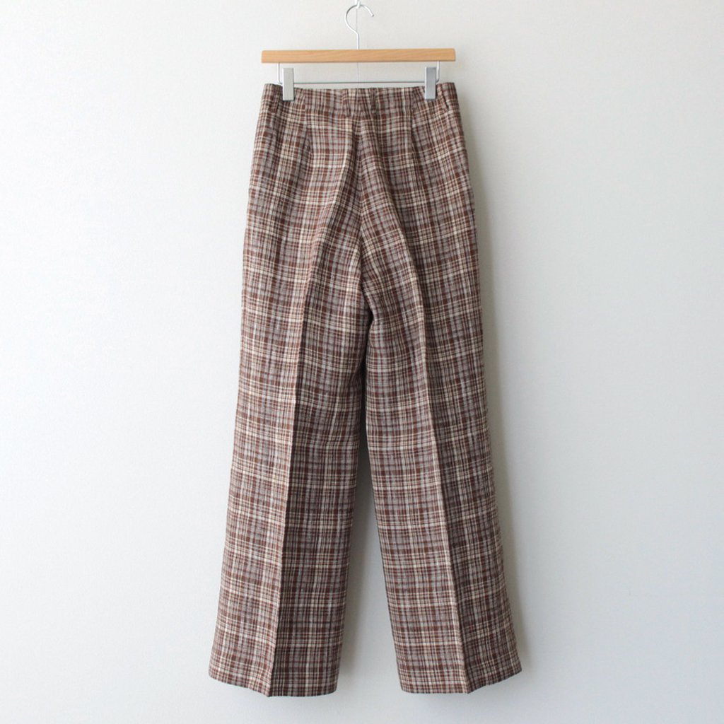 LINEN SILK CHECK PANTS #BROWN CHECK [A23SP04NC]