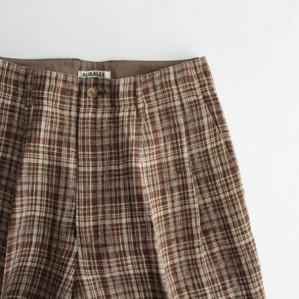 LINEN SILK CHECK PANTS #BROWN CHECK [A23SP04NC] _ AURALEE