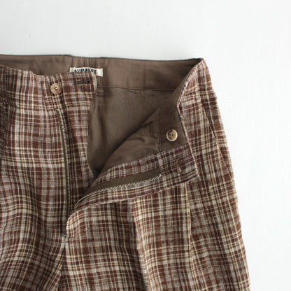 LINEN SILK CHECK PANTS #BROWN CHECK [A23SP04NC]