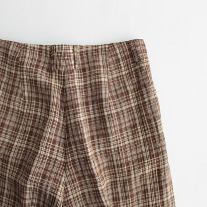 LINEN SILK CHECK PANTS #BROWN CHECK [A23SP04NC]