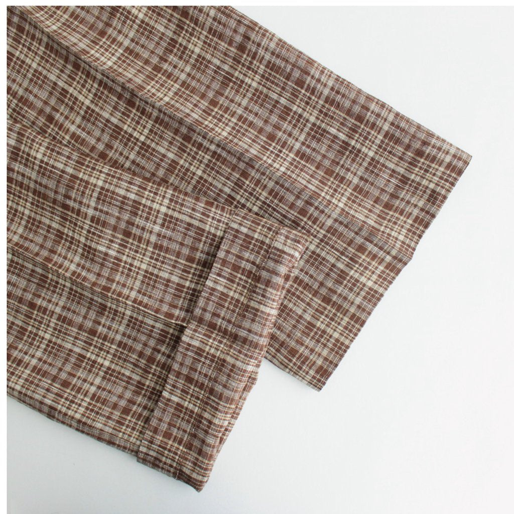 LINEN SILK CHECK PANTS #BROWN CHECK [A23SP04NC]