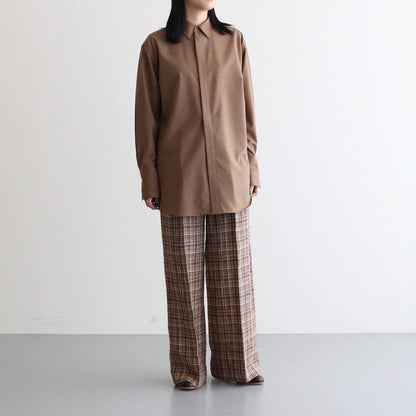 LINEN SILK CHECK PANTS #BROWN CHECK [A23SP04NC]