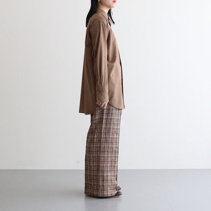 LINEN SILK CHECK PANTS #BROWN CHECK [A23SP04NC]