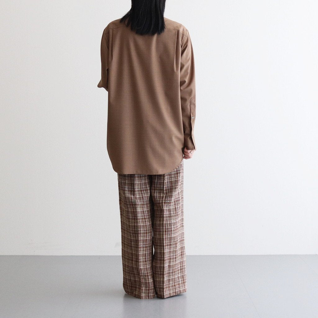 LINEN SILK CHECK PANTS #BROWN CHECK [A23SP04NC]