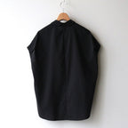 NRNPO｜クールマックス　ポリエステル&リネン・トロピカル スモールカラースリーブレスプルオーバー #BLACK [GE_NC1508PO]