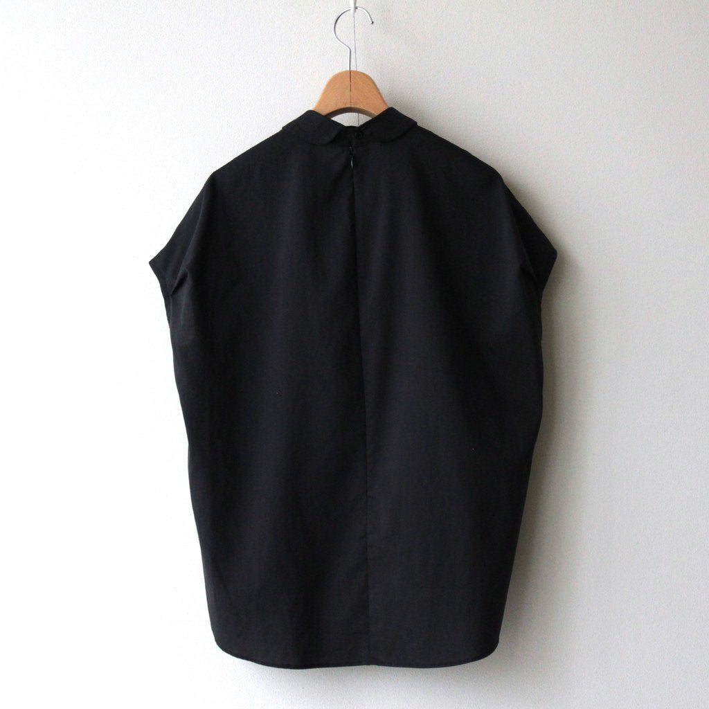 NRNPO｜クールマックス　ポリエステル&リネン・トロピカル スモールカラースリーブレスプルオーバー #BLACK [GE_NC1508PO]
