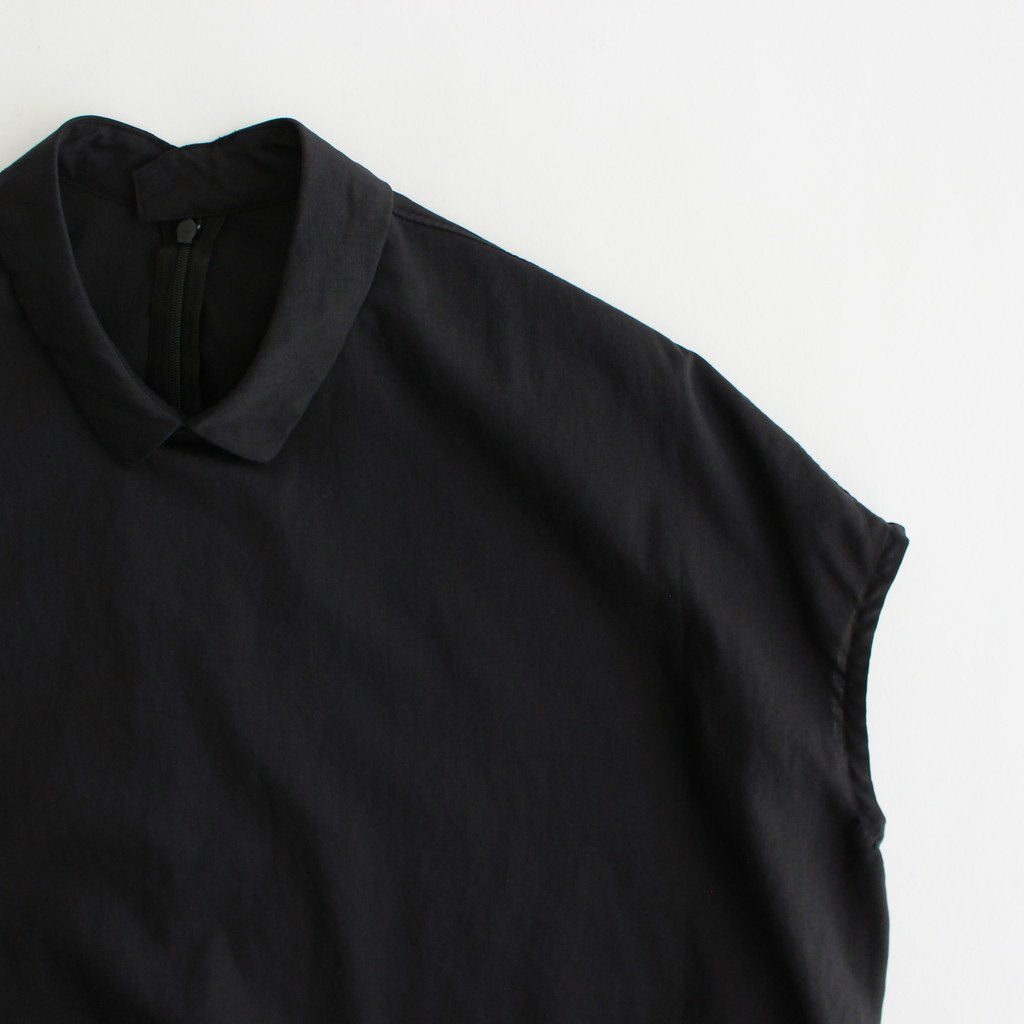 NRNPO｜クールマックス　ポリエステル&リネン・トロピカル スモールカラースリーブレスプルオーバー #BLACK [GE_NC1508PO]