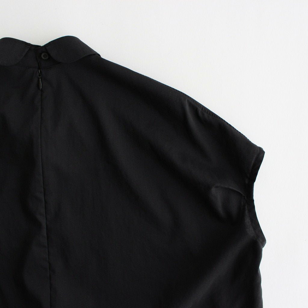 NRNPO｜クールマックス　ポリエステル&リネン・トロピカル スモールカラースリーブレスプルオーバー #BLACK [GE_NC1508PO]