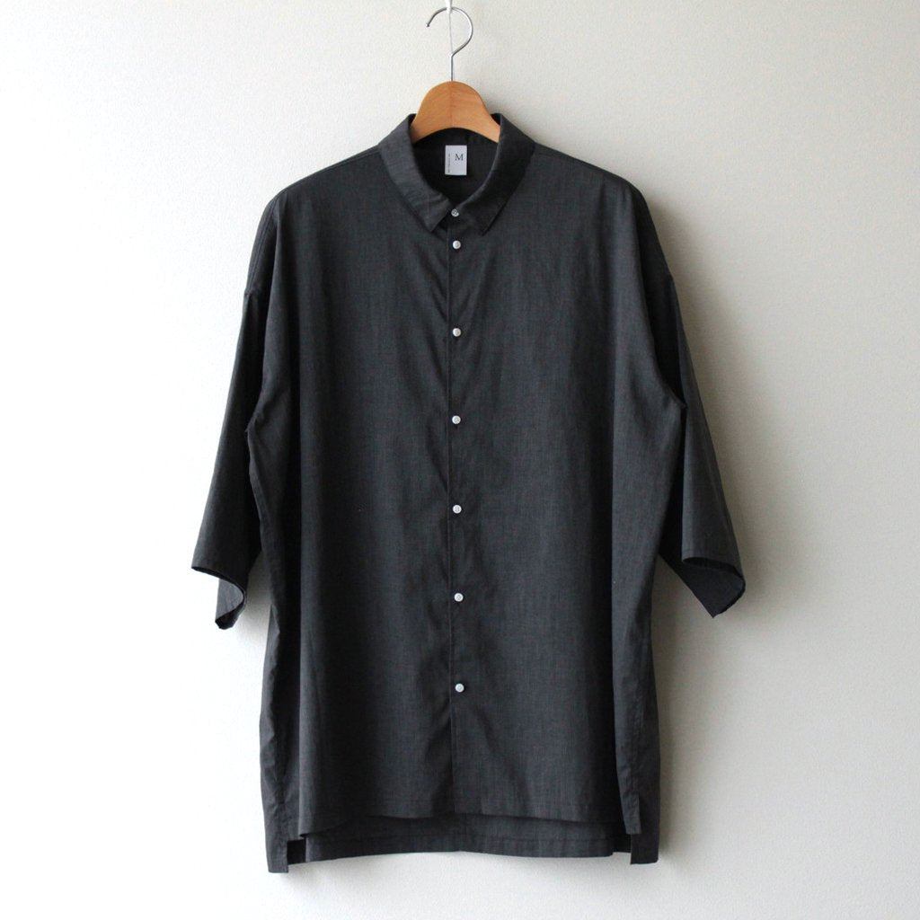NOVR6S｜クールマックス　ポリエステル&リネン・トロピカル スモールカラーワイドシャツ #SLATE GREY [GE_NC1505S6]