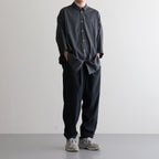 NOVR6S｜クールマックス　ポリエステル&リネン・トロピカル スモールカラーワイドシャツ #SLATE GREY [GE_NC1505S6]