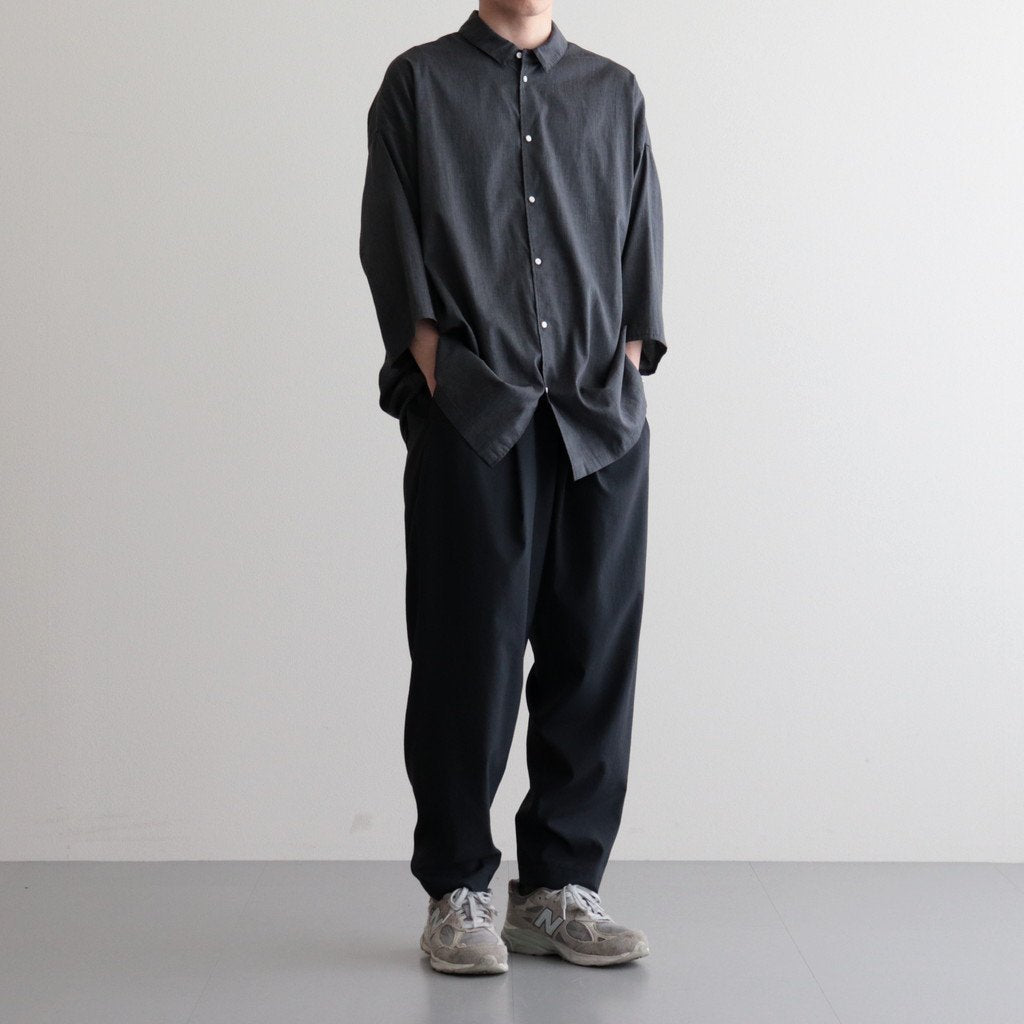 NOVR6S｜クールマックス　ポリエステル&リネン・トロピカル スモールカラーワイドシャツ #SLATE GREY [GE_NC1505S6]