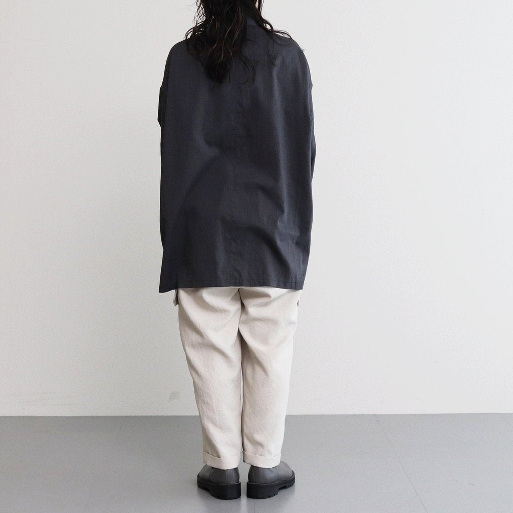 NOVR6S｜クールマックス　ポリエステル&リネン・トロピカル スモールカラーワイドシャツ #SLATE GREY [GE_NC1505S6]