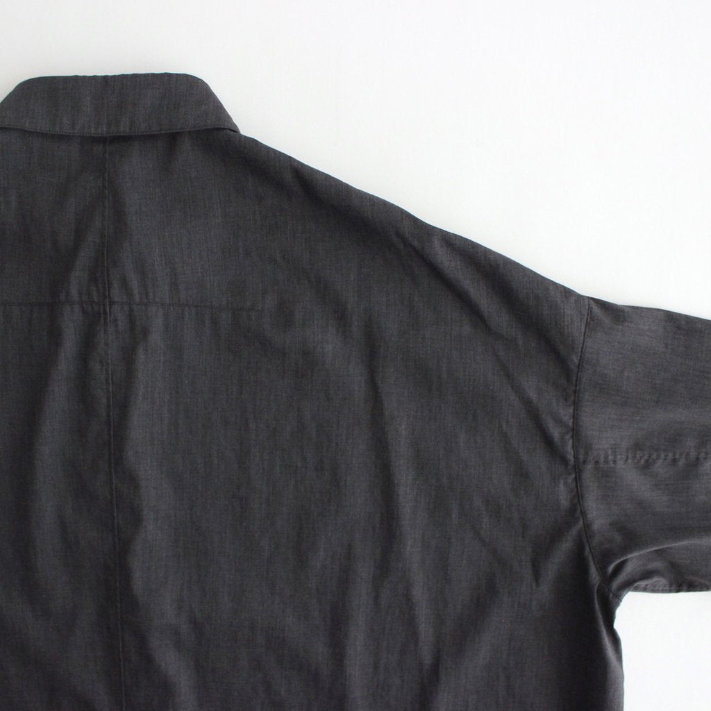 NOVR6S｜クールマックス　ポリエステル&リネン・トロピカル スモールカラーワイドシャツ #SLATE GREY [GE_NC1505S6]