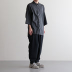 NOVR6S｜クールマックス　ポリエステル&リネン・トロピカル スモールカラーワイドシャツ #SLATE GREY [GE_NC1505S6]