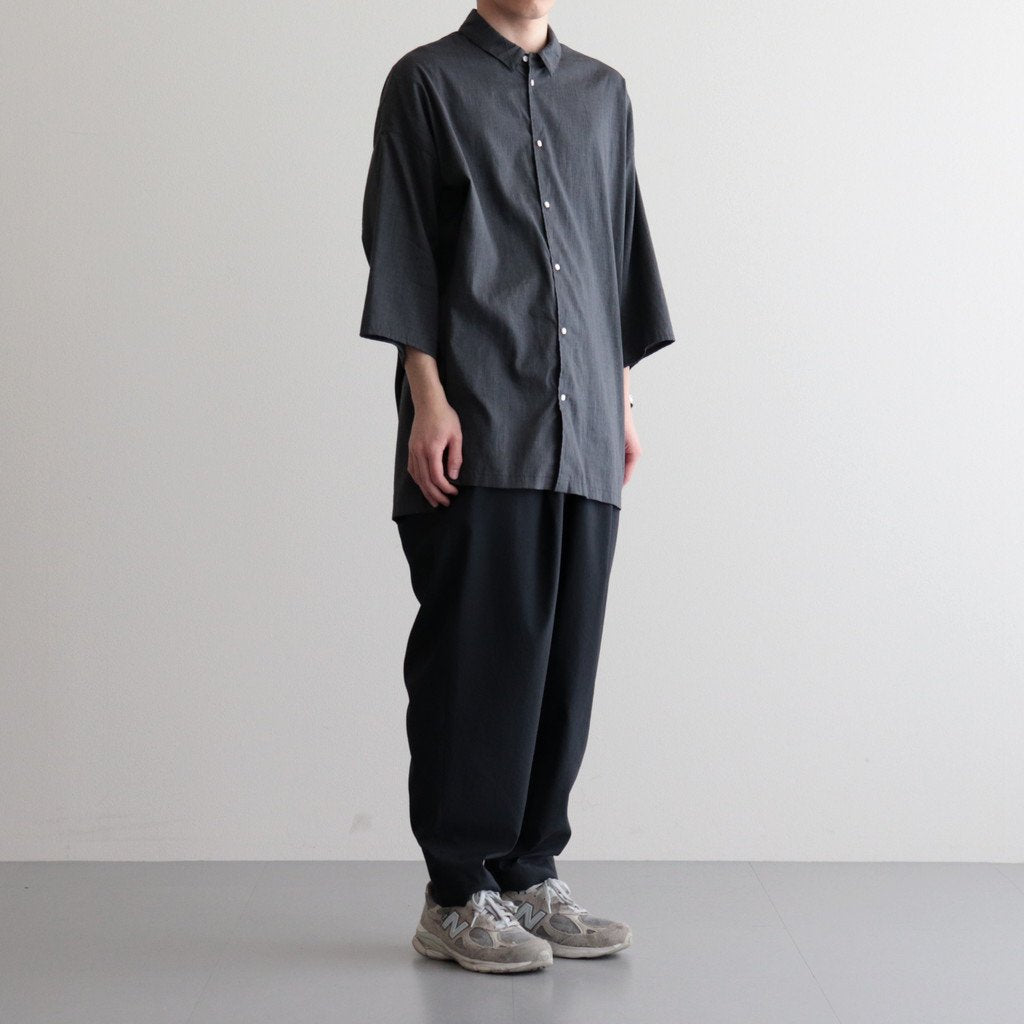 NOVR6S｜クールマックス　ポリエステル&リネン・トロピカル スモールカラーワイドシャツ #SLATE GREY [GE_NC1505S6]