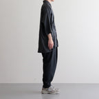 NOVR6S｜クールマックス　ポリエステル&リネン・トロピカル スモールカラーワイドシャツ #SLATE GREY [GE_NC1505S6]