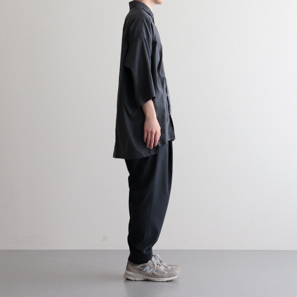 NOVR6S｜クールマックス　ポリエステル&リネン・トロピカル スモールカラーワイドシャツ #SLATE GREY [GE_NC1505S6]