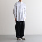 STRIPED BAND COLLAR SHIRTS #WHITE (NARROW) [YK23SS0472SH]